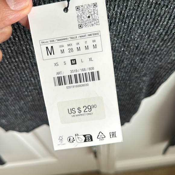 Zara NWT cropped long sleeve sparkly top. - Picture 7 of 7